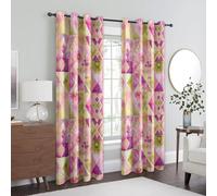 Watercolour Blackout Curtains, 90 Drop, Daisy Floral Geometric Printed Curtains for Living Room, Bedroom, Eyelet Drapes for Window Home Decor, 90x90 Inch 2 Panels 6T197