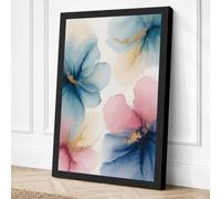 Watercolour Blooms Botanical Canvas Wall Art Print 24x16 Inch (61 x 41 cm)