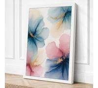 Watercolour Blooms Botanical Canvas Wall Art Print 36x24 Inch (91 x 61 cm)