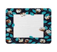Watercolour Blue Leaf Frame Blanket Benjamin Tate Design Natural 120cm x 150cm