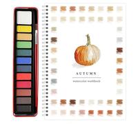 Watercolour Books for Adults, 12 Color Water Colours Paint Set, Beginner Friendly Water Colour Paints Book Sets with Brushes Watercolor Workbook for Kids Adults (Autumn)