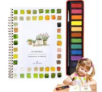 Watercolour Books for Adults, 12 Color Water Colours Paint Set with Supplies Beginner Friendly Water Colour Paints Book Sets with Brushes Watercolor Workbook for Kids Adults (Garden 1)