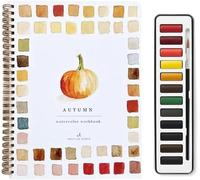 Watercolour Books for Adults, 12 Color Water Colours Paint Set with Supplies Beginner Friendly Water Colour Paints Book Sets with Brushes Watercolor Workbook for Kids Adults (AUTUMN 1)
