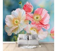 Watercolour Botanical Floral Leaves Elegant Wall Mural Photo Wallpaper, Navy Blue Non-Woven Feature Wall Decor for Living Room, Bedroom & Study 350 x 256 cm