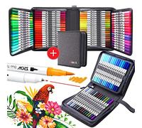 Watercolour Brush Markers, 100 Colours Double-Tip Fineliner Pens for Adult Colouring Books, Bullet Journal, Calligraphy and Drawings, Illustrations, Sketches