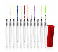 Watercolour Brush Pen Set 12 Pack, Refillable Water Brush Pens with Assorted Tips, Reusable Painting Brushes for Watercolour, Calligraphy, Lettering & Art with Storage Pouch