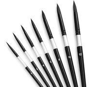Watercolour Brushes Paint Brush Set, 7 Pcs Professional Paint Brushes Round Paint Brush Art Fine Paintbrushes Squirrel Hair For Watercolours, Inks, Gouache, Oil, Acrylics And Tempera, Black