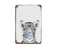 Watercolour Bubble Baby Tiger Cute Prin Tin Sign Vintage Metal Pub Club Cafe Bar Home Wall Art Decoration Poster Retro 8x12inch(20x30cm)