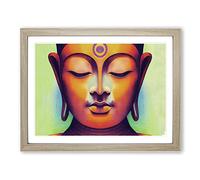 Watercolour Buddha Vol.1 H1022 Framed Print for Living Room Bedroom Home Office Décor, Wall Art Picture Ready to Hang, Oak A2 Frame (64 x 46 cm)
