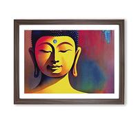 Watercolour Buddha Vol.2 H1022 Framed Print for Living Room Bedroom Home Office Décor, Wall Art Picture Ready to Hang, Walnut A3 Frame (46 x 34 cm)