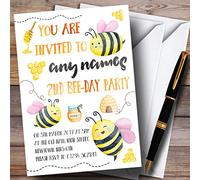 Watercolour Bumble Bees Girls Childrens Birthday Party Invitations