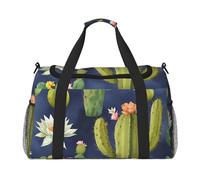 Watercolour Cactus Print Versatile Hand Bag Lightweight Portable Foldable Shoulder Tote Travel Camping