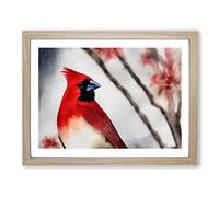 Watercolour Cardinal Bird Vol.3 Framed Print | A2 Oak Framed Wall Art | Ready to Hang | Modern Historical Picture | Living Room Bedroom Lounge Office