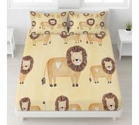 Watercolour Cartoon Fitted Sheet - Animal Cute Strong & Long-Lasting Printed Fabric Lion Stripes Hearts Fitted Bed Sheets Small double 30 cm Deep Fit for Small double Mattress