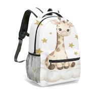 Watercolour Cartoon Giraffe Backpack for Kids, 40cm School Bag with Stars and Clouds Print, Dreamy Whimsical Daypack (01)