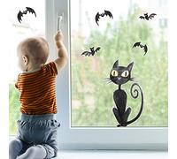 Watercolour cat and bats window sticker pack (Regular size) | Halloween window stickers | Perfect for decorating your home this Autumn for Halloween