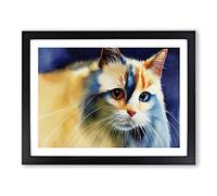 Watercolour Cat Vol.1 H1022 Framed Print for Living Room Bedroom Home Office Décor, Wall Art Picture Ready to Hang, Black A3 Frame (46 x 34 cm)