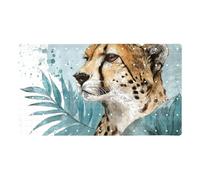 Watercolour Cheetah and Jungle Palm Leaves Bath Mats for Tub Non-Slip, Rectangular Bathtub Mat, Shower Mat with Suction Cups, Machine Washable Bathroom Mat- 15.7 x 27.9 in
