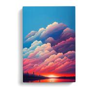 Watercolour City Skyline Clouds Canvas Wall Art Print 30x20 Inch