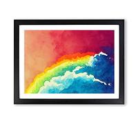 Watercolour Cloud Rainbow Vol.2 Abstract Framed Print | A4 Black Framed Wall Art | Ready to Hang | Abstract Landscape Picture | Living Room Bedroom Lounge Office