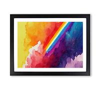 Watercolour Cloud Rainbow Vol.3 Abstract H1022 Framed Print for Living Room Bedroom Home Office Décor, Wall Art Picture Ready to Hang, Black A4 Frame (34 x 25 cm)