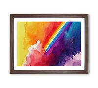 Watercolour Cloud Rainbow Vol.3 Abstract H1022 Framed Print for Living Room Bedroom Home Office Décor, Wall Art Picture Ready to Hang, Walnut A4 Frame (34 x 25 cm)
