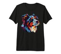 Watercolour Colourful Australian Shepherd Aussie Premium T-Shirt