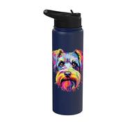 Watercolour Colourful Miniature Schnauzer Dogs Stainless Steel Insulated Water Bottle