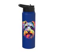 Watercolour Colourful Miniature Schnauzer Dogs Stainless Steel Insulated Water Bottle