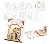 Watercolour Colouring Book for Adults Beginners,Watercolour Workbook,Watercolour Book for Painting,Art Supplies,Flowers,Animal,Architecture (Animals)