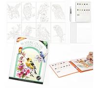 Watercolour Colouring Book for Adults Beginners,Watercolour Workbook,Watercolour Book for Painting,Art Supplies,Flowers,Animal,Architecture (Flowers and Birds)