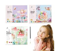 Watercolour Colouring Book for Children, 3-Piece Doodle Accessory Set, Doodle Colouring Book for Creatives, for Teenagers, Students, Hobbyists, Art Lessons, Home, Studio, Travel, Library, Park, School