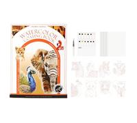 Watercolour Colouring Book, Portable and Relaxing Triple, Book for Watercolour Painting and Art Accessories, for Beginners and for Home School, Travel Relaxation, Birthday