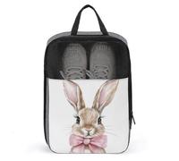 Watercolour Cute Bunny Rabbit with Pink Bow Shoe Bag for Travel Daily Use Anti-dust Storage Carrier Golf Shoe Pouch