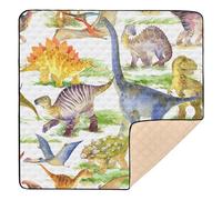 Watercolour Dinosaurs Cute Large Non-Slip Baby Activity Play Mat for Floor Washable Baby Play Tummy Time Mat for Baby Toddler Infant, 50'' x 50''