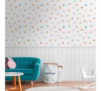 Watercolour Dots And Wood Slats 2 In 1 Vinyl Wallpaper Multi As Creation 39814-1