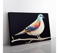 Watercolour Dove Bird Canvas Wall Art Print Ready to Hang, Framed Picture for Living Room Bedroom Home Office Décor, 76x50 cm (30x20 Inch)