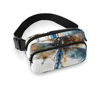 Watercolour Dragonfly Fanny Pack for Women Men Waist Bag Belt Bag Adjustable Casual Bag for Travel Sports Hiking, white, 7.9x5.1inches