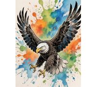 Watercolour Eagle Paint by Numbers for Adults Beginners, Adult Paint by Numbers Canvas Kits, DIY Acrylic Oil Painting by Number, Creative Hobby for Women, Wall Art Home Decor Gifts 28x36in YT6-473