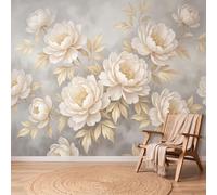 Watercolour Elegance Panoramic Wallpaper Photo Mural 200 x 140 cm, Plants Flowers Leaves Wall Poster Wallpaper for Living Room Bedroom Nursery Playroom - Seamless Effect Wall Mural Picture