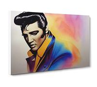 Watercolour Elvis Presley Canvas Print | Gallery Wrapped 30mm Frame Wall Art | 30x20 inches | Ready to Hang | Contemporary Picture | Living Room Bedroom Lounge Office