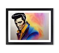 Watercolour Elvis Presley H1022 WHT Framed Print for Living Room Bedroom Home Office Décor, Wall Art Picture Ready to Hang, Black A4 Frame (34 x 25 cm)