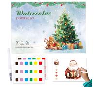 Watercolour Exercise Book with Brush | Christmas Watercolour Colouring Book | for Winter Holidays Women Teens Students Home Travel Work and Work