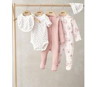 Watercolour Floral Set (5 Piece) - Ditsy Rose Print PINK 3-6 Months