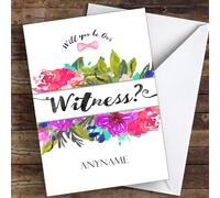 Watercolour Floral Will You Be My Witness Personalised Wedding Card - Personalised Wedding Card, Will You Be Our - Bridesmaid, Usher, Best Man, Flower Girl, Maid Of Honour