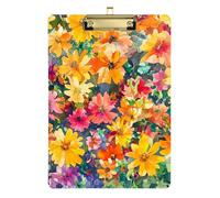 Watercolour Flowers Clipboard Colourful Office Waterproof for Nurses Home Contractor Size 9 x 12