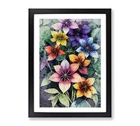 Watercolour Flowers Framed Wall Art Print A2 Black