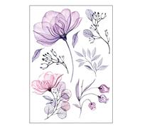 Watercolour Flowers Temporary Tattoo Sets - Realistic Waterproof Floral Transfer Stickers Body Art Men Women Kids - By Delusion Tattoos (Design 15)