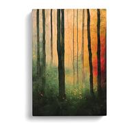 Watercolour Forest Art No.4 Blue, Peach, Green Canvas Print | Gallery Wrapped 30mm Frame Wall Art | 30x20 inches | Ready to Hang | Contemporary Landscape Picture | Living Room Bedroom Lounge Office