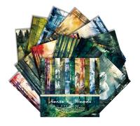Watercolour Forest Scrapbook Paper Pad - 6×6 Inch 24 Sheets Green Woodland Patterned Craft Paper for Decoupage, Photo Albums, Card Making & Mixed Media Projects (Horse in Woods, 15×15cm)